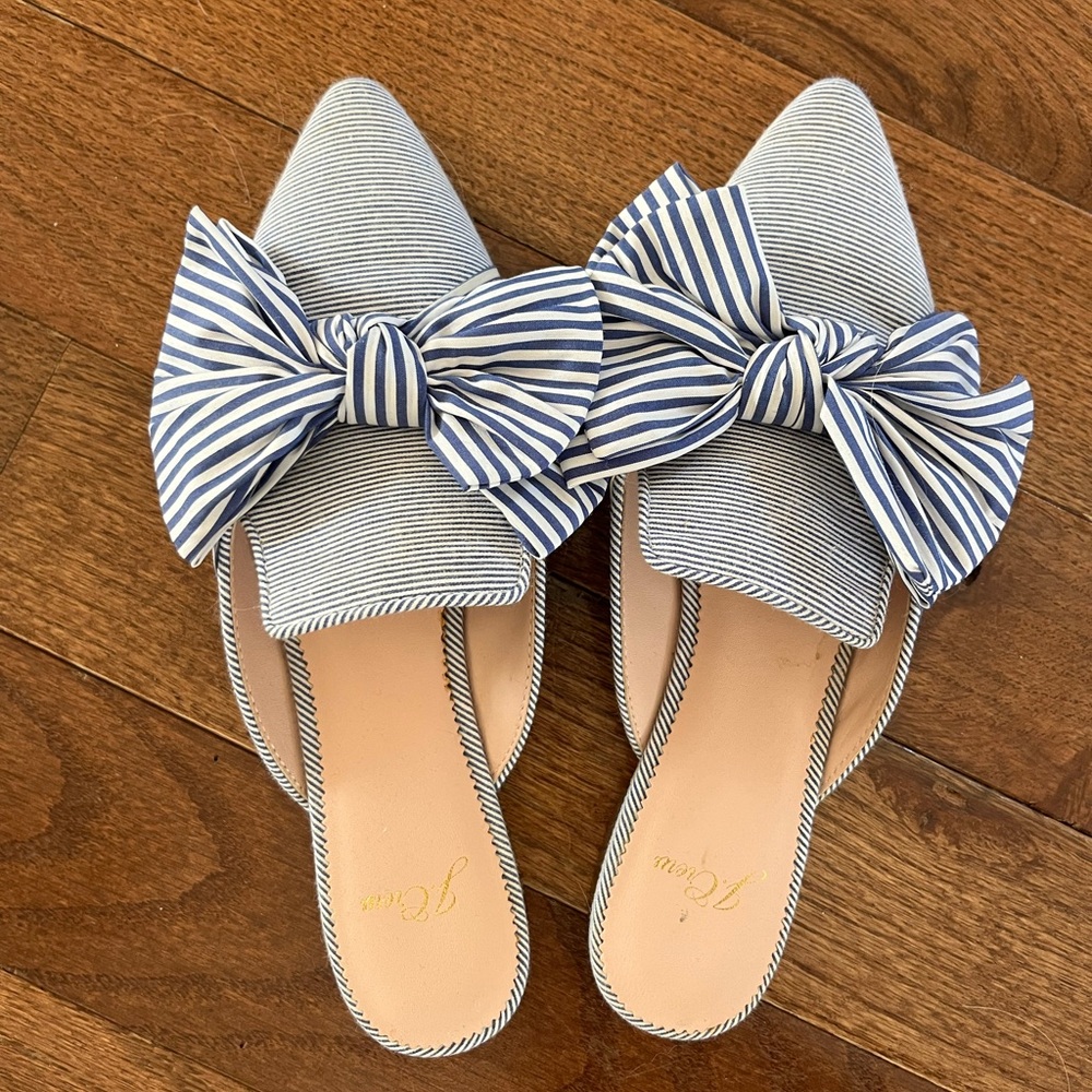 J. Crew Blue Pin Stripe Mules